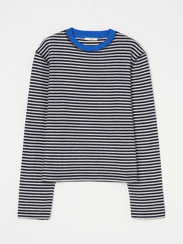 PABLO PEACH STRIPE KNIT TEE BLUE