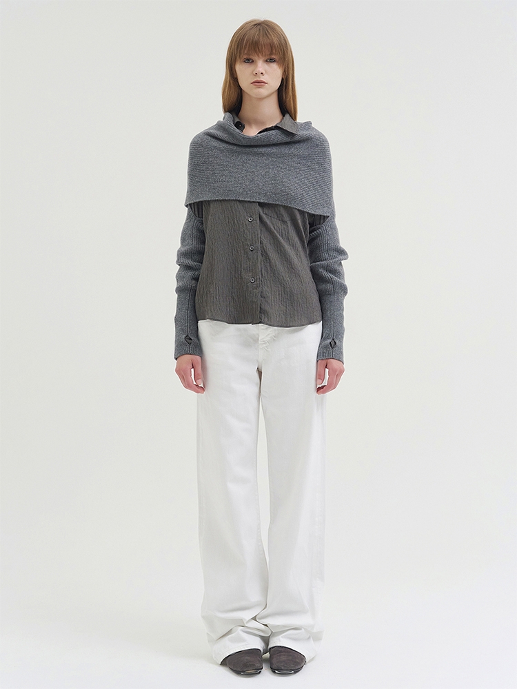 FLEXORA MULTIWAY MUFFLER KNIT TOP GRAY