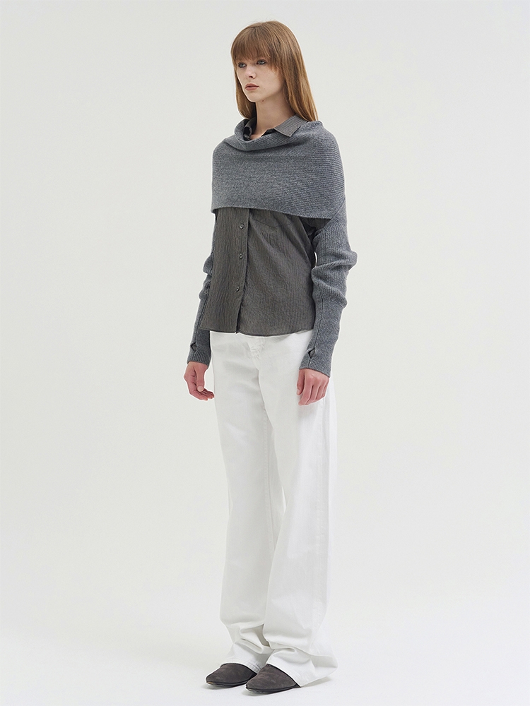 FLEXORA MULTIWAY MUFFLER KNIT TOP GRAY