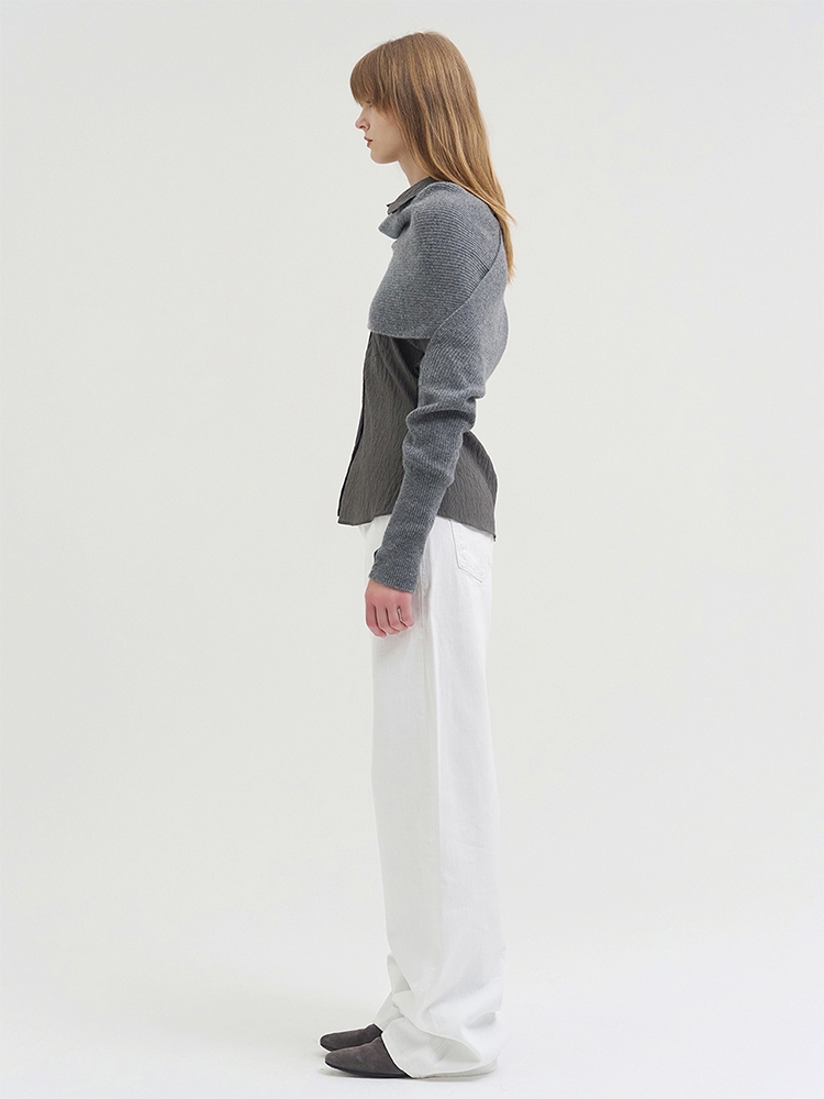 FLEXORA MULTIWAY MUFFLER KNIT TOP GRAY