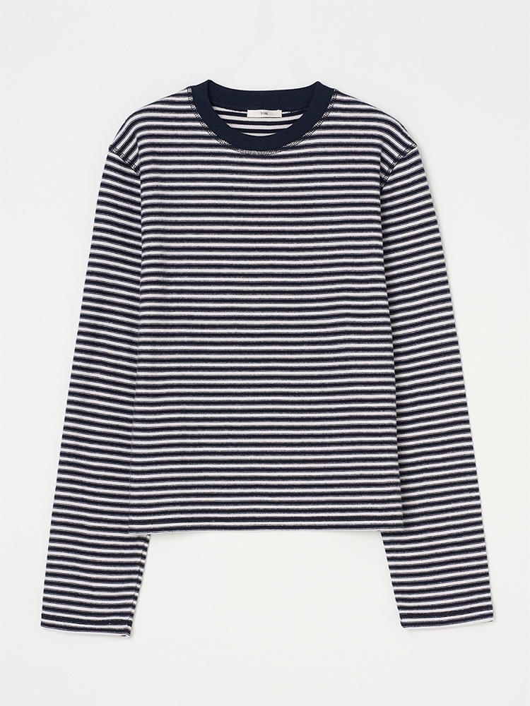 PABLO PEACH STRIPE KNIT TEE DARK NAVY