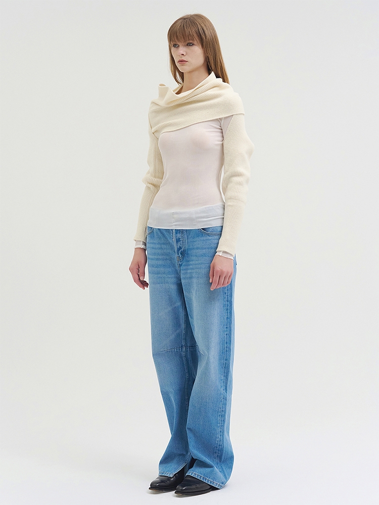 FLEXORA MULTIWAY MUFFLER KNIT TOP IVORY