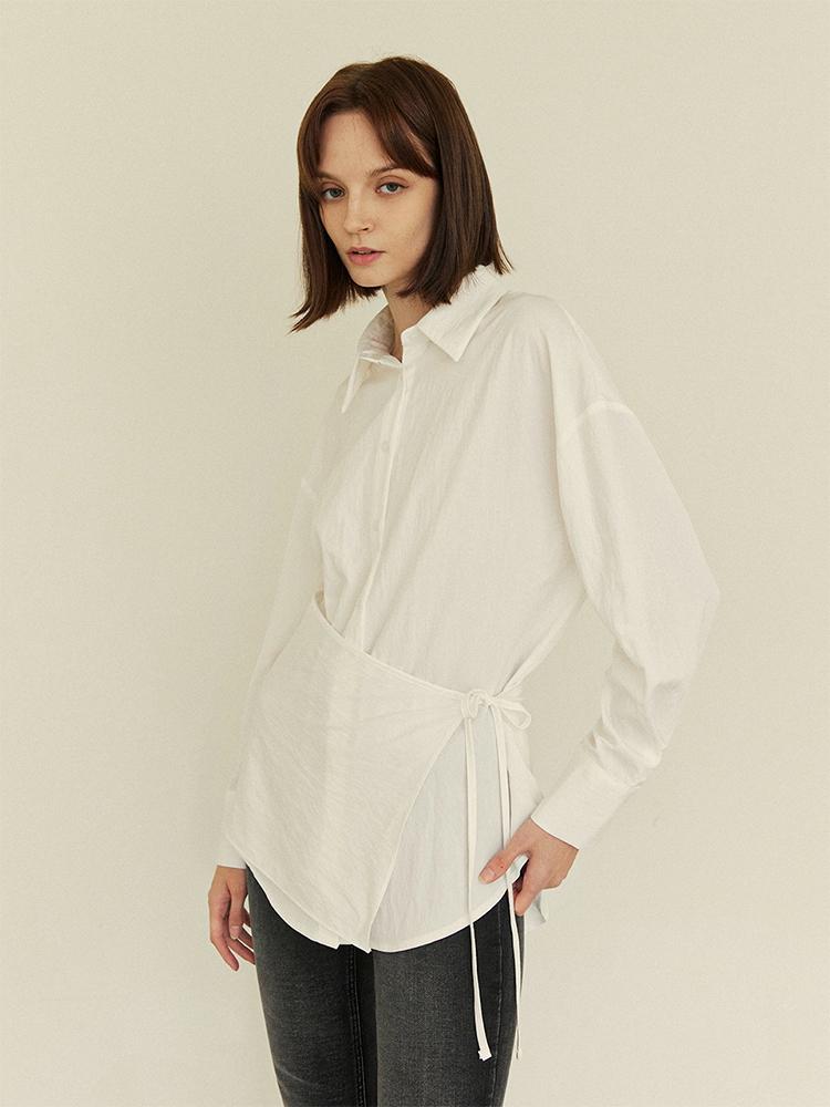 LAYERED WRAP SHIRT (2COLORS)