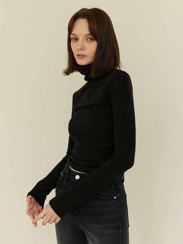 SHIRRING TURTLENECK (3COLORS)