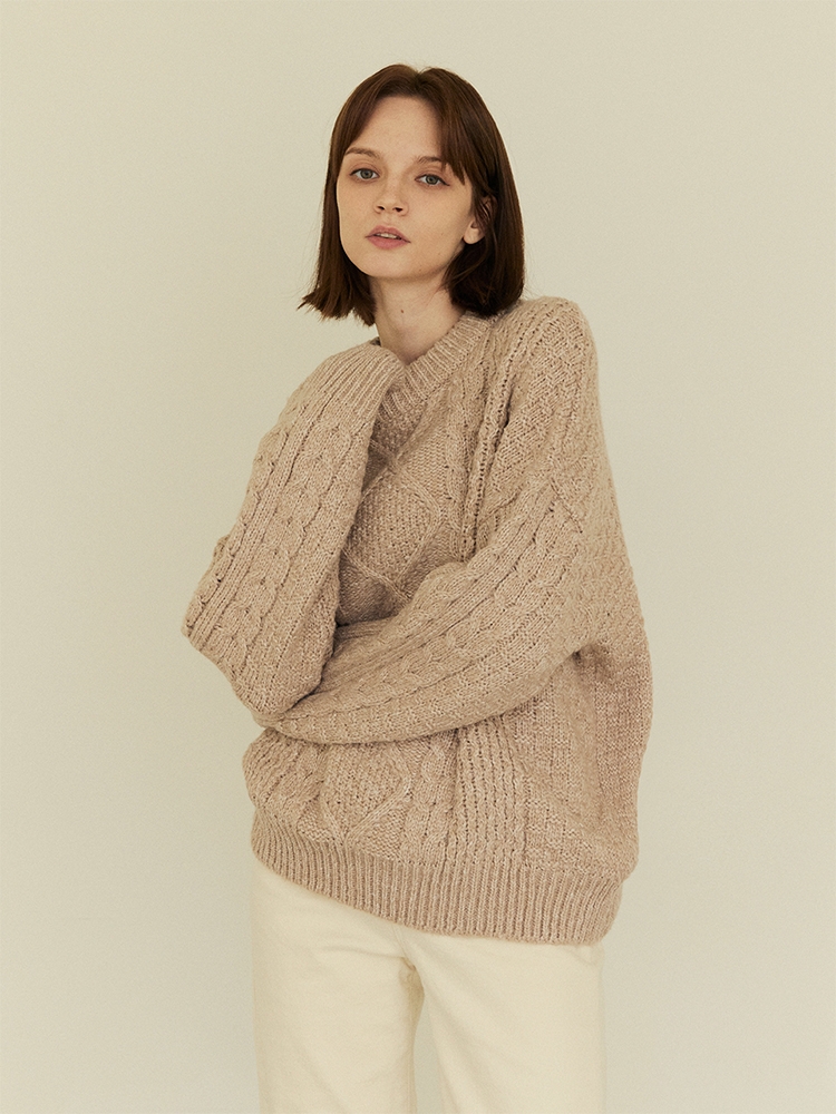 TWISTED KNIT PULLOVER (2COLORS)