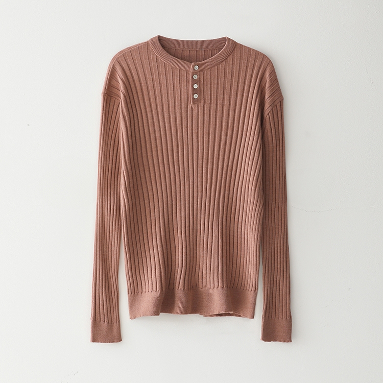 Bluesf merino wool henry neck knitwear - Peach