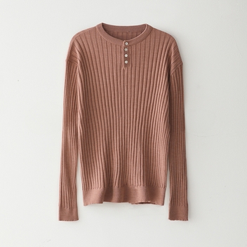 Bluesf merino wool henry neck knitwear - Peach