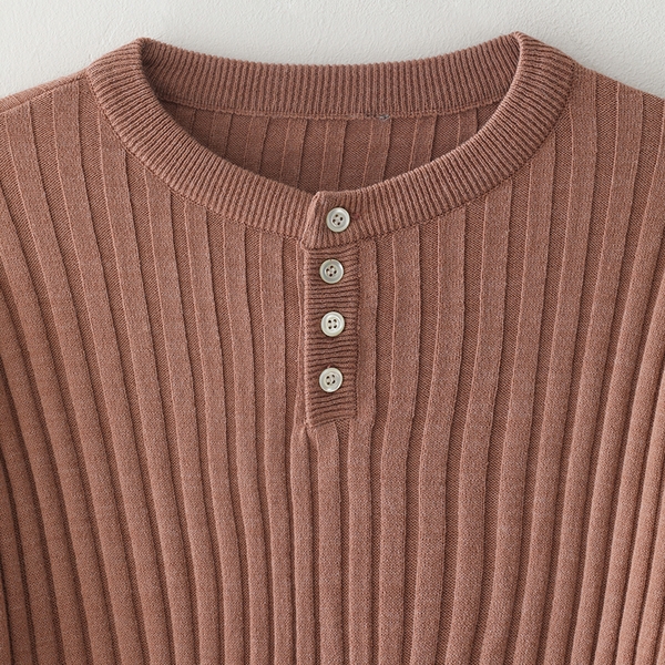 Bluesf merino wool henry neck knitwear - Peach