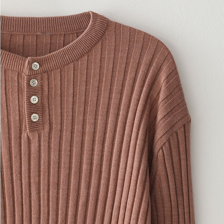 Bluesf merino wool henry neck knitwear - Peach