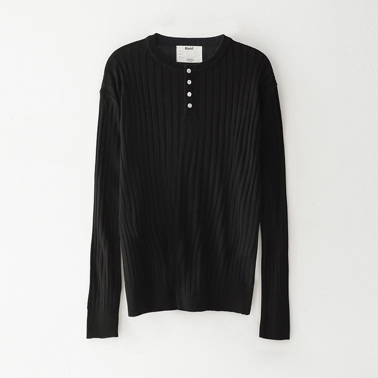 Bluesf merino wool henry neck knitwear - Black