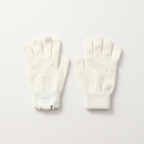 Bluesf angora wool knit gloves - Ivory