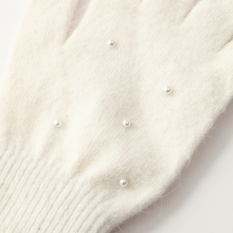 Bluesf angora wool knit gloves - Ivory