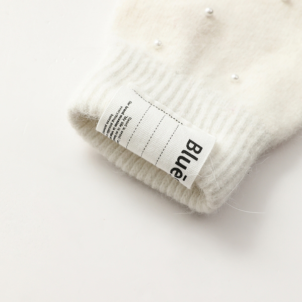 Bluesf angora wool knit gloves - Ivory