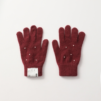 Bluesf angora wool knit gloves - Wine