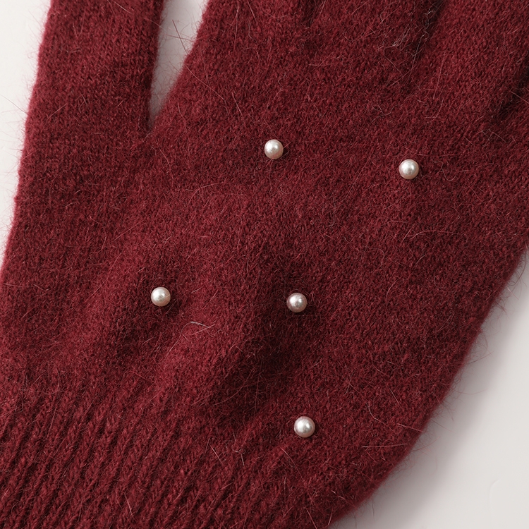 Bluesf angora wool knit gloves - Wine