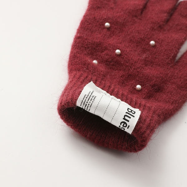 Bluesf angora wool knit gloves - Wine