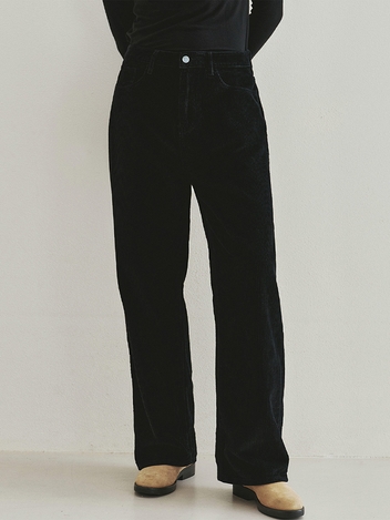 Classic Wide Fit Corduroy Pants (Black)