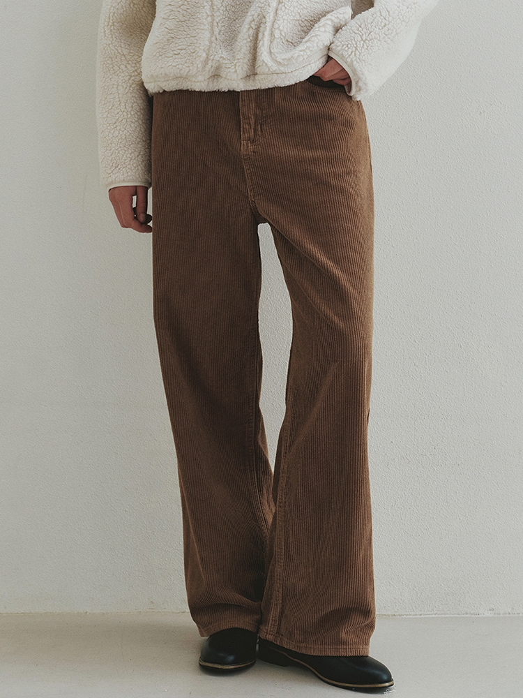 Classic Wide Fit Corduroy Pants (Deep Beige)