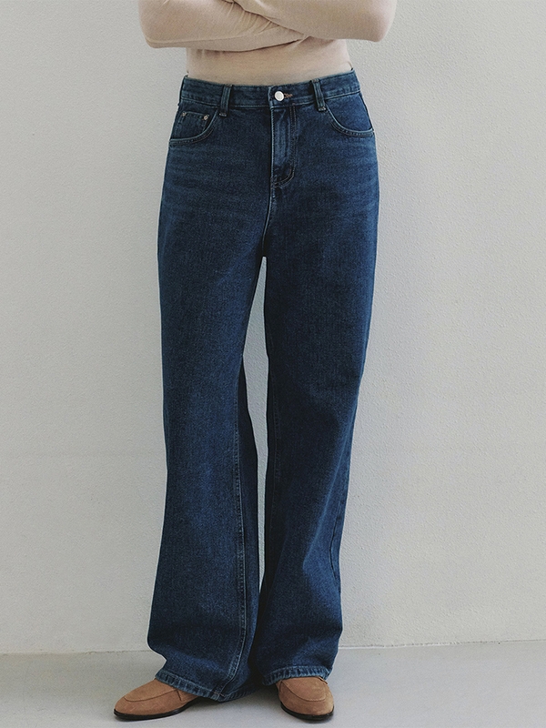 Straight Long Leg Denim Pants (Blue)