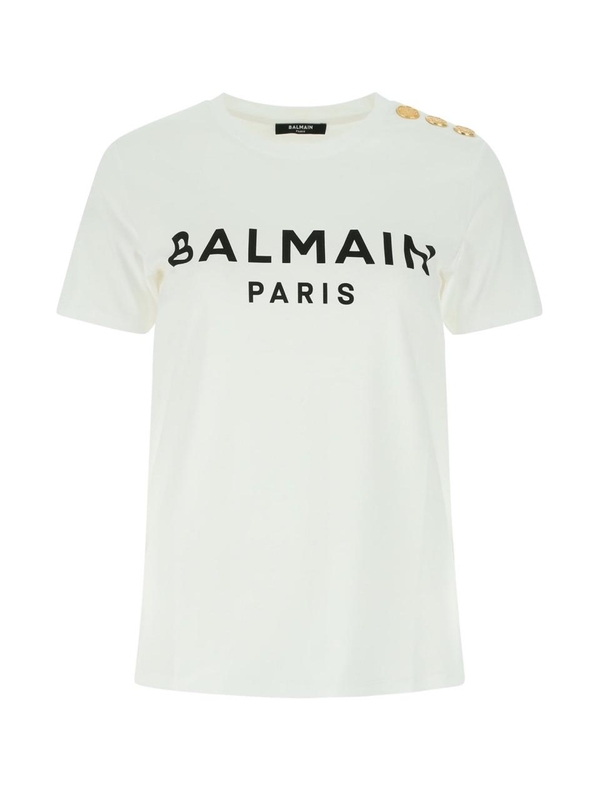 발망 FW24 BALMAIN T-SHIRT BF1EF005BB02 GAB BLANC/NOIR