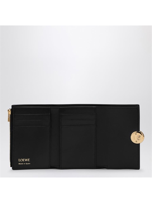 로에베 SS25 Loewe Black leather Pebble small wallet CANBS33X01LE Black