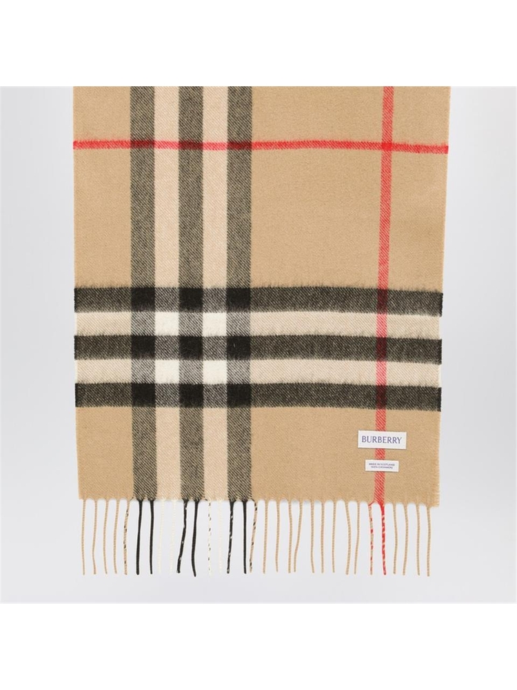 버버리 SS25 Burberry Cashmere scarf with Check motif 8076576130655 Beige