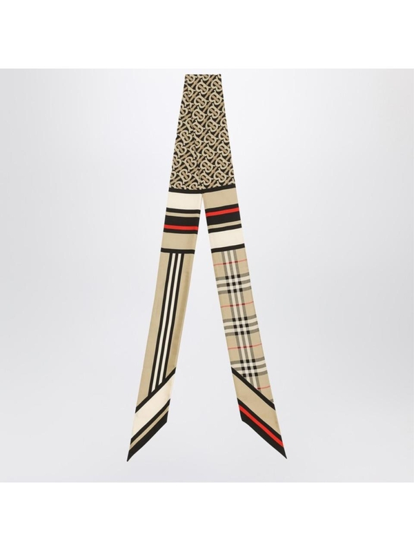 버버리 SS25 Burberry Thin silk scarf with collage print 8037017ABBTT Beige