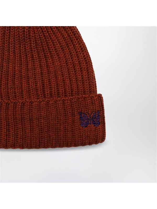 니들스 FW24 Needles Rust-coloured ribbed wool bonnet PU063WO Orange