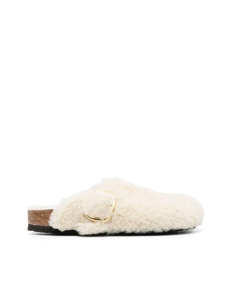 버켄스탁 FW24 Boston Big Buckle Shearling Eggshell Slipper 1025664EGGSHELL White