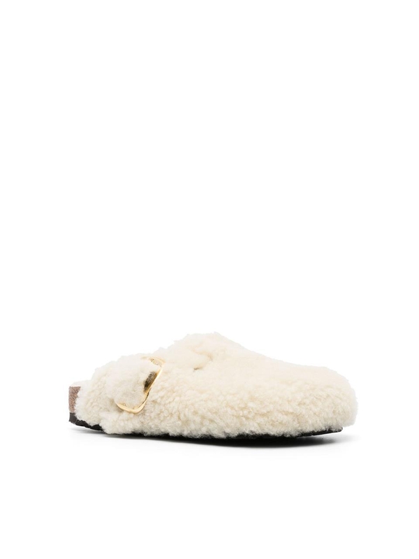 버켄스탁 FW24 Boston Big Buckle Shearling Eggshell Slipper 1025664EGGSHELL White