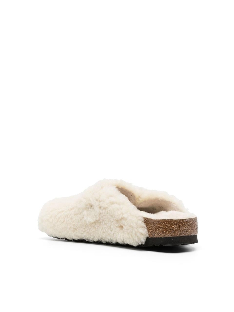 버켄스탁 FW24 Boston Big Buckle Shearling Eggshell Slipper 1025664EGGSHELL White