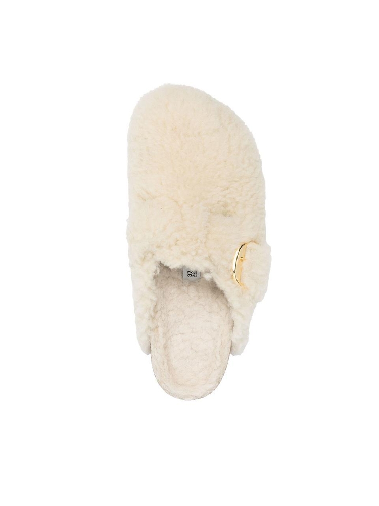 버켄스탁 FW24 Boston Big Buckle Shearling Eggshell Slipper 1025664EGGSHELL White