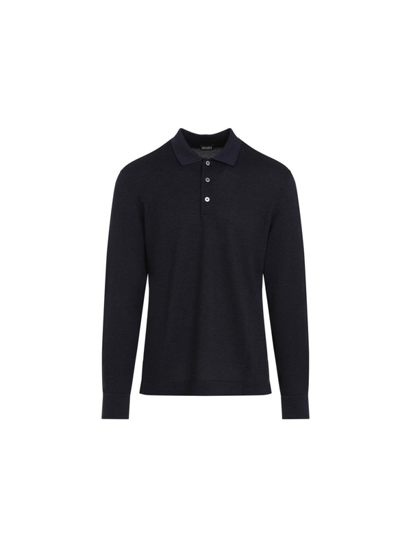 제냐 FW24 Zegna Long Sleeves Polo RUE381A8.E748 Blue