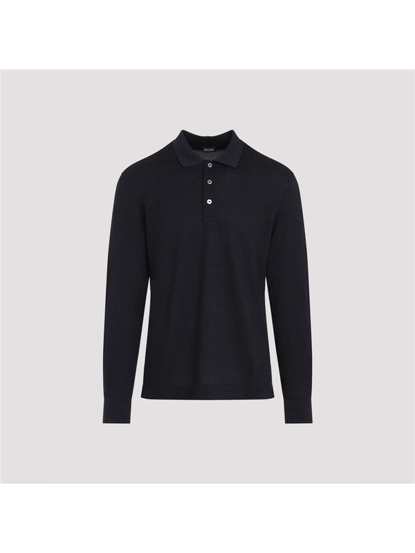 제냐 FW24 Zegna Long Sleeves Polo RUE381A8.E748 Blue