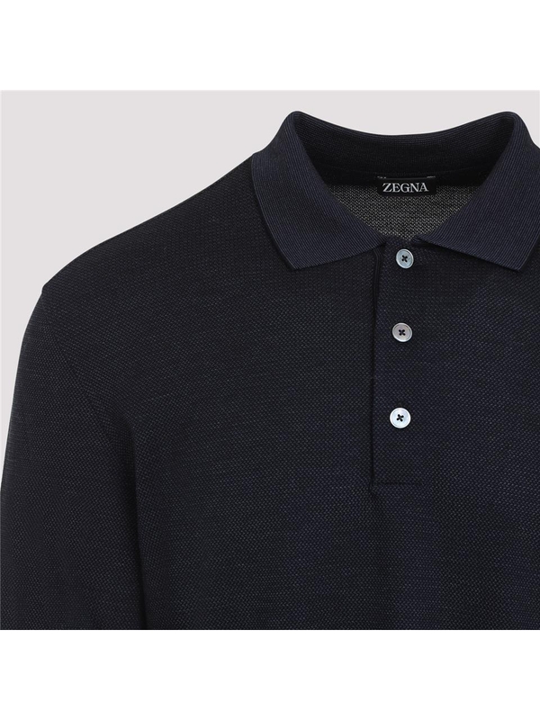 제냐 FW24 Zegna Long Sleeves Polo RUE381A8.E748 Blue