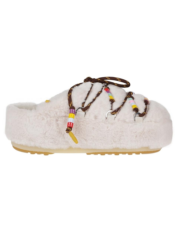 문 부츠 FW24 FAUX FUR BEADS MULES 80D1460250 White