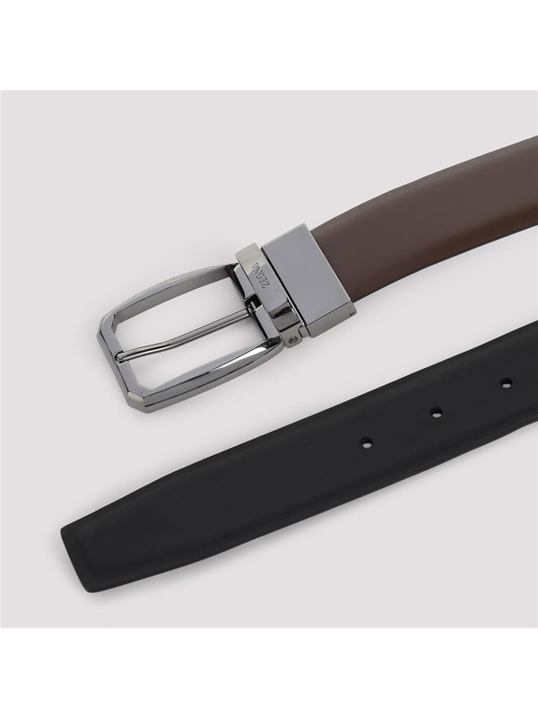 제냐 FW24 Zegna Leather Belt RLHAVA.B007BZ Brown