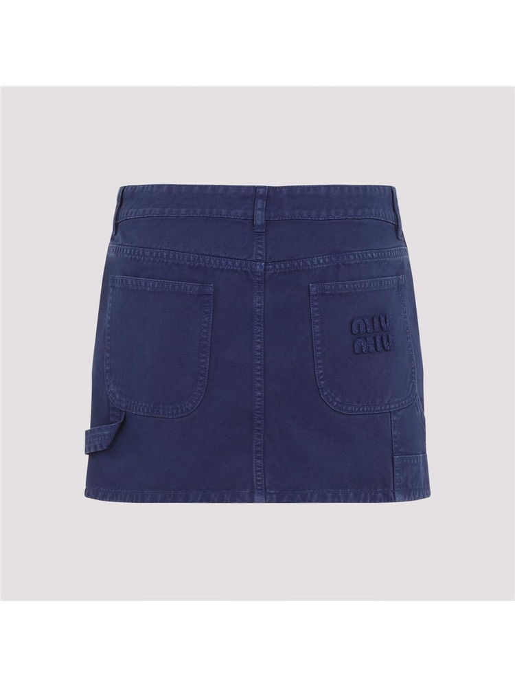 미우미우 SS25 Miu Miu Cotton Mini Skirt MG2340SOOO.1350 Blue