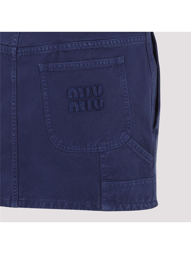 미우미우 SS25 Miu Miu Cotton Mini Skirt MG2340SOOO.1350 Blue