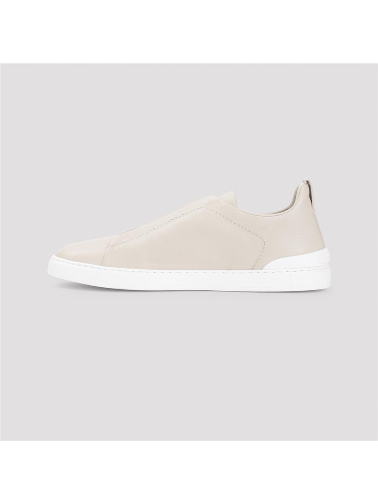 제냐 FW24 Zegna Triple Stitch Sneakers RLHOTA.S5207Z Nude & Neutrals