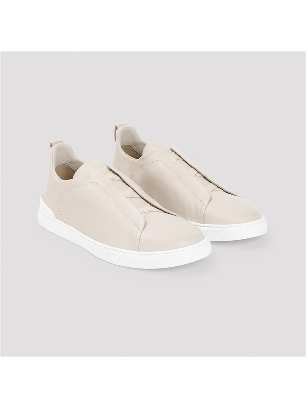 제냐 FW24 Zegna Triple Stitch Sneakers RLHOTA.S5207Z Nude & Neutrals