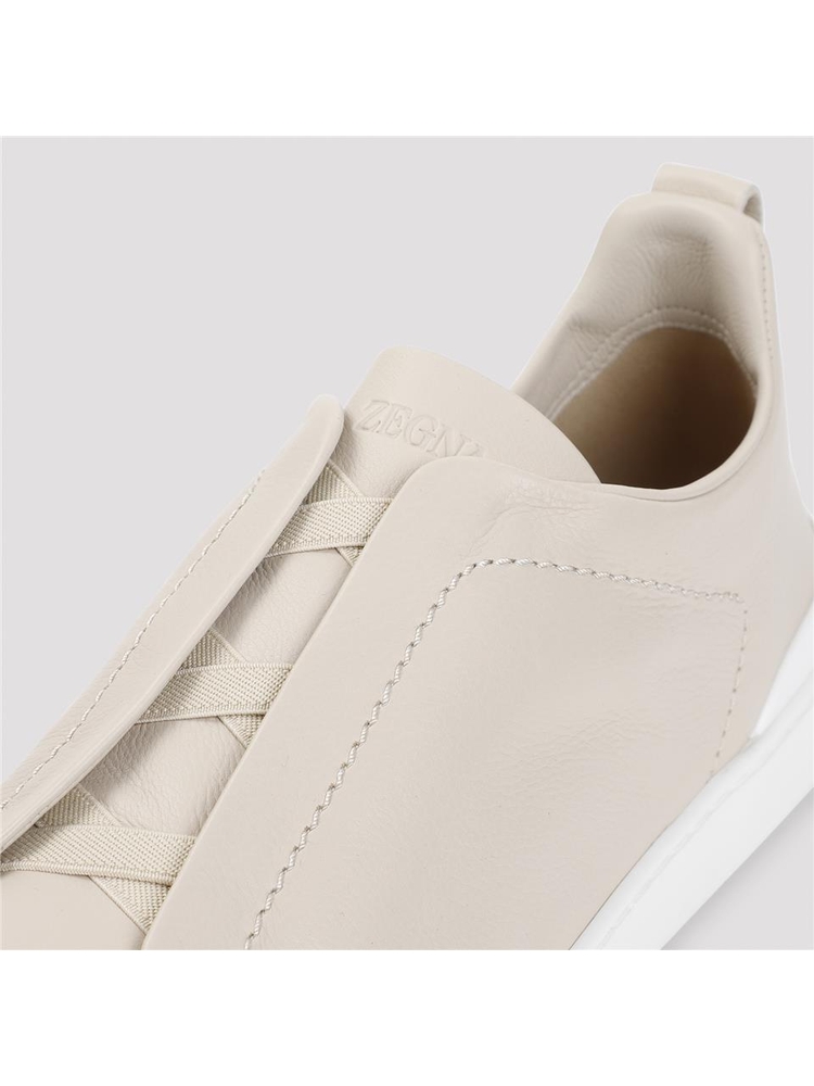 제냐 FW24 Zegna Triple Stitch Sneakers RLHOTA.S5207Z Nude & Neutrals