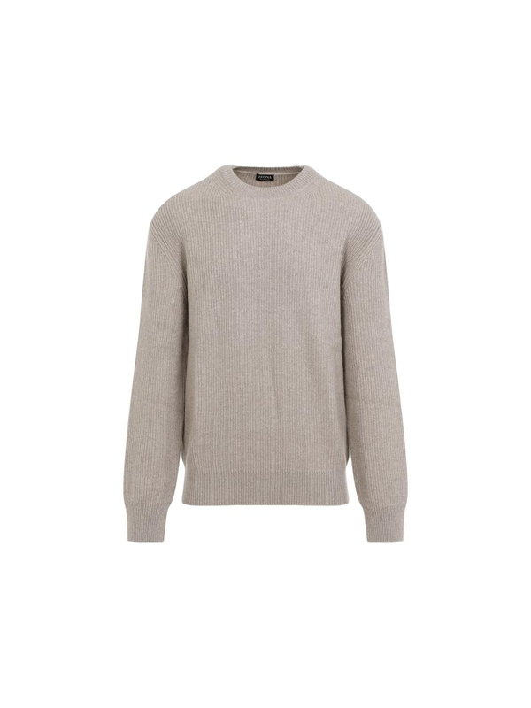 제냐 FW24 Zegna Cashmere Crewneck Sweater RUEK81A8.110 Nude & Neutrals