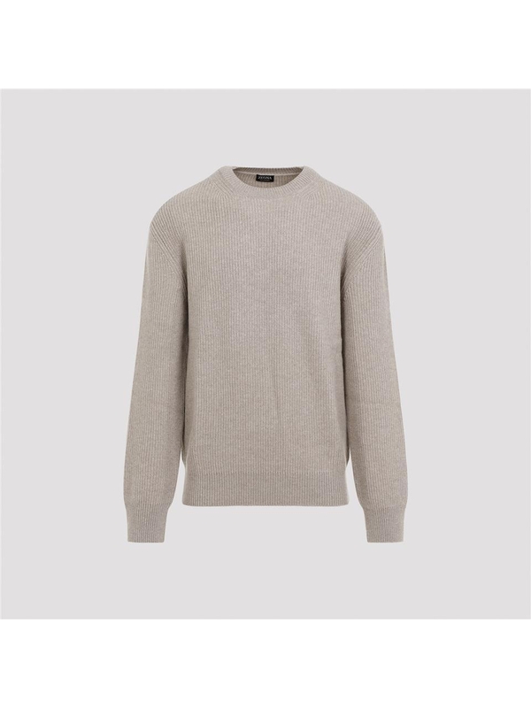 제냐 FW24 Zegna Cashmere Crewneck Sweater RUEK81A8.110 Nude & Neutrals