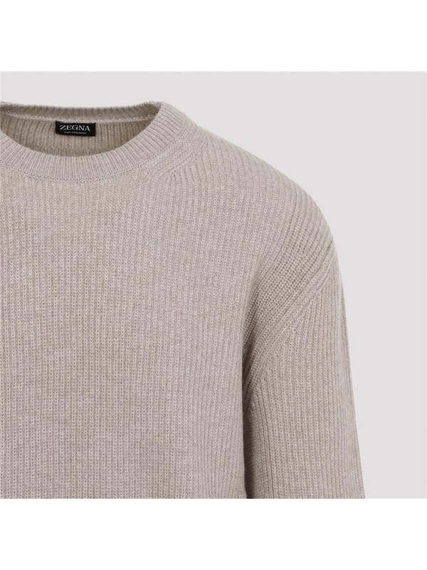 제냐 FW24 Zegna Cashmere Crewneck Sweater RUEK81A8.110 Nude & Neutrals