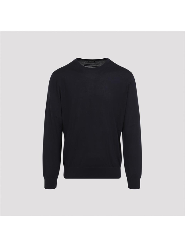 제냐 FW24 Zegna Cashmere and Silk Sweater RE8J00.110 Blue