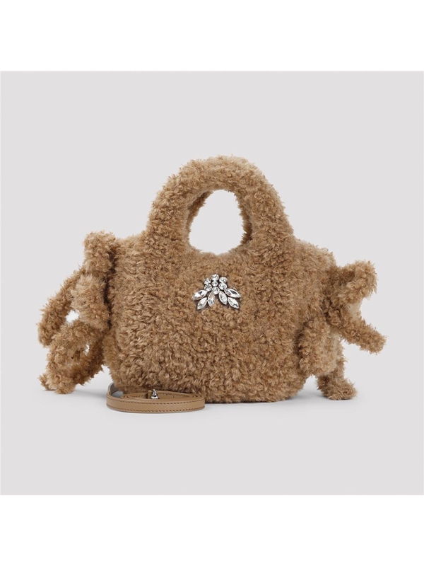 시몬 로샤 FW24 Simone Rocha Embellished Baby Egg Tote Bag BAG174B.0793 Brown