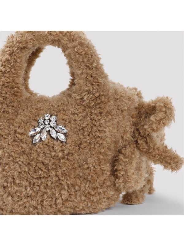 시몬 로샤 FW24 Simone Rocha Embellished Baby Egg Tote Bag BAG174B.0793 Brown