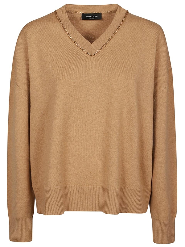 파비아나필리피 FW24 V-NECK SWEATER MAD214F015 0000 I947 Brown