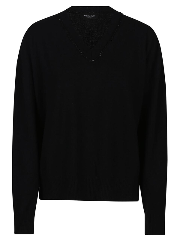 파비아나필리피 FW24 V-NECK SWEATER MAD214F015 0000 I947 Black